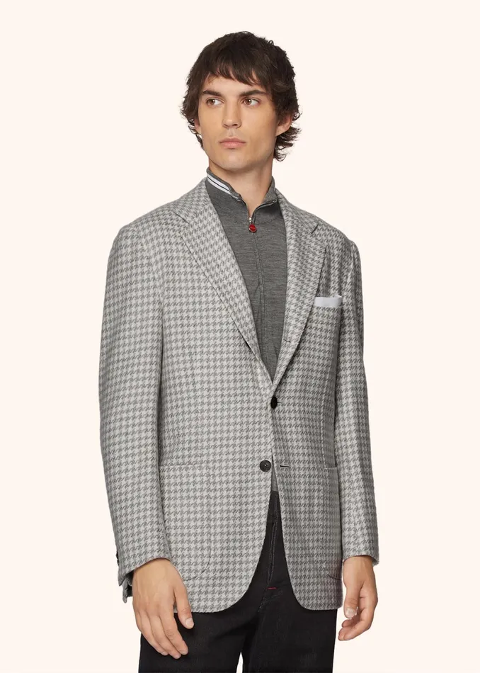HOUNDSTOOTH CASHMERE BLAZER Men Kiton Jackets HOUNDSTOOTH CASHMERE BLAZER Men Kiton Jackets