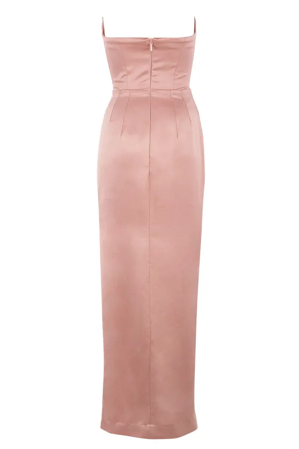 House Of CB AdrienneBlush Satin Strapless Gown Blush Women Maxi Dresses