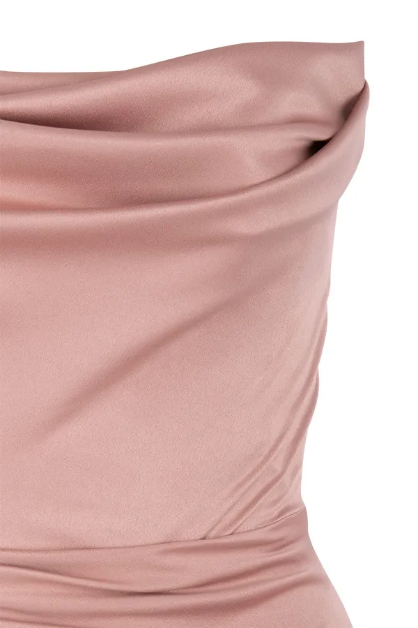House Of CB AdrienneBlush Satin Strapless Gown Blush Women Maxi Dresses