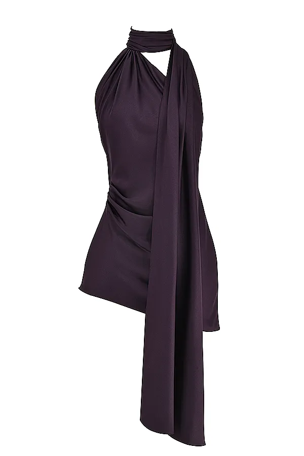 House Of CB AidaNight Shade Asymmetric Wrap Neck Dress 8211 SALE Night Women Mini Dresses