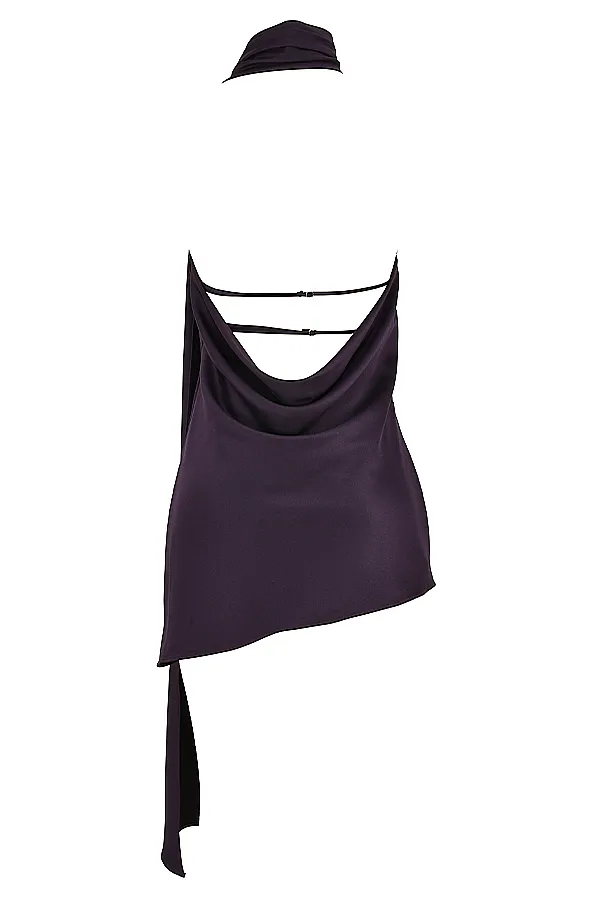 House Of CB AidaNight Shade Asymmetric Wrap Neck Dress 8211 SALE Night Women Mini Dresses