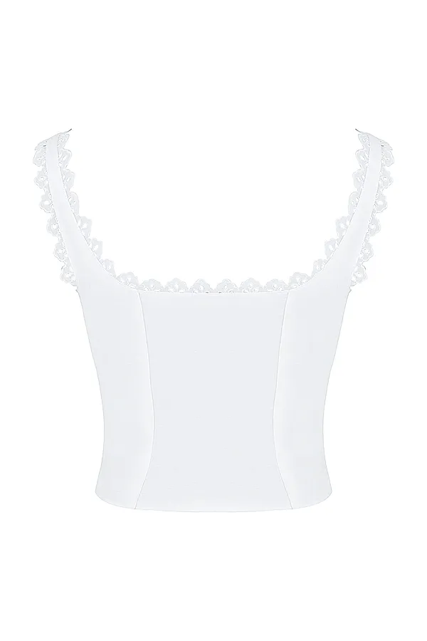 House Of CB AmberWhite Lace Trim Top White Women Tops