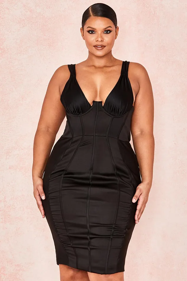 House Of CB AnastasiaBlack Satin Corset Dress 8211 SALE Black Women Corset Dresses