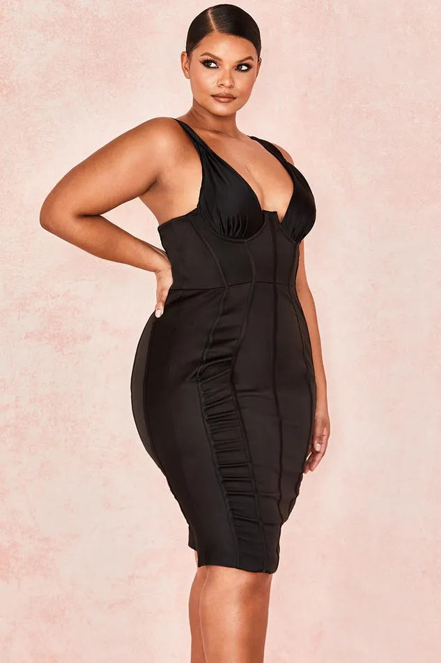 House Of CB AnastasiaBlack Satin Corset Dress 8211 SALE Black Women Corset Dresses