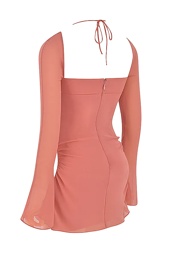 House Of CB BabyPink Chiffon Cutout Halter Mini Dress 8211 SALE Pink Women Mini Dresses