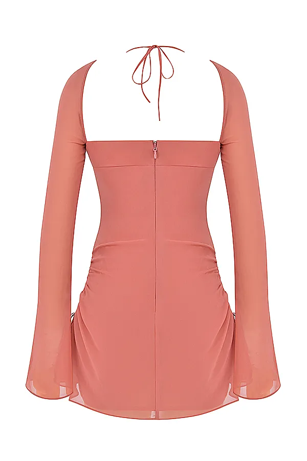 House Of CB BabyPink Chiffon Cutout Halter Mini Dress 8211 SALE Pink Women Mini Dresses
