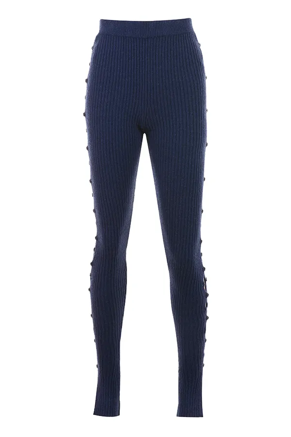 House Of CB BelongNavy Ribbed Knit Trousers 8211 SALE Navy Women Trousers