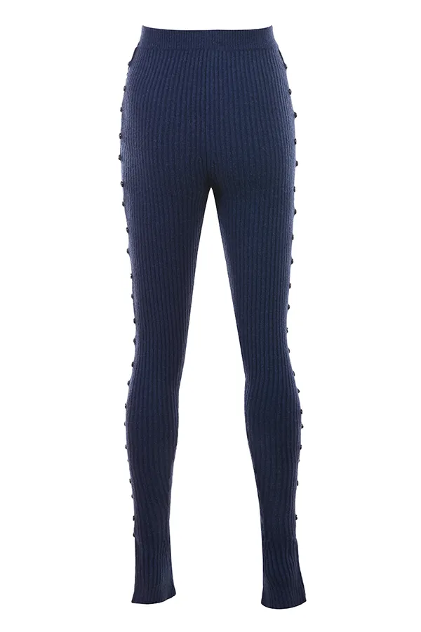 House Of CB BelongNavy Ribbed Knit Trousers 8211 SALE Navy Women Trousers