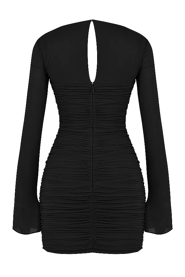 House Of CB CamilleBlack Real Silk Cutout Mini Dress 8211 SALE Black Women Bodycon Dresses