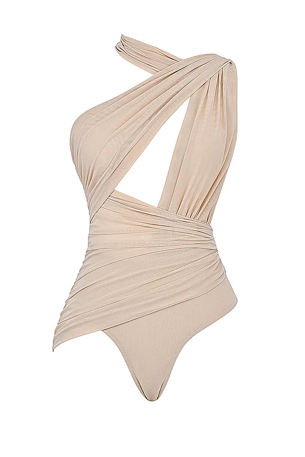 House Of CB CheyanneEcru Gathered Bodysuit 8211 SALE Ecru Women Tops