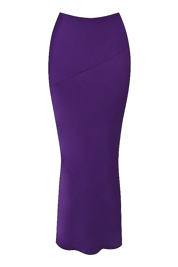 House Of CB ColetteGrape Satin Low Waist Midi Skirt 8211 SALE Grape Women Skirts