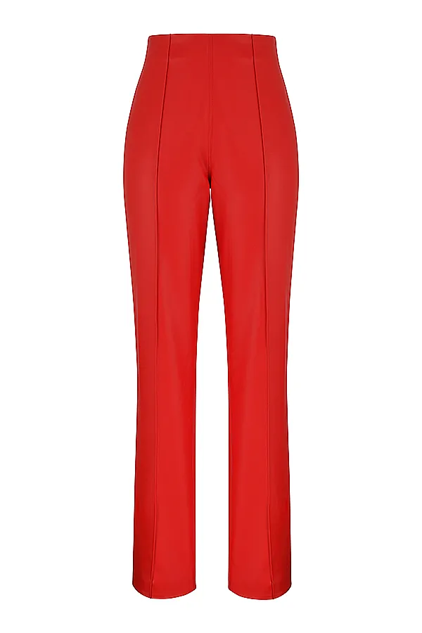 House Of CB ElenaoraScarlet Vegan Leather Trousers 8211 SALE Scarlet Women Trousers