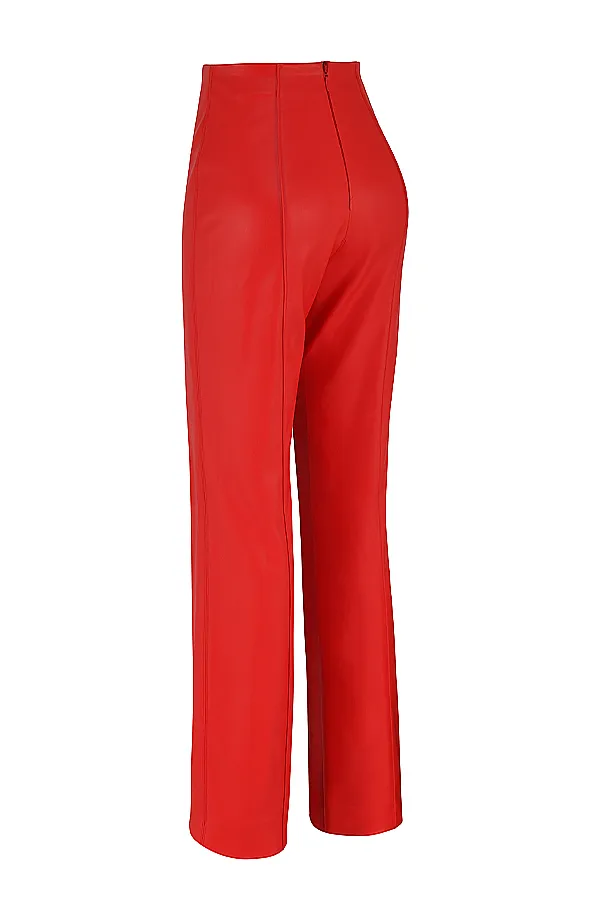 House Of CB ElenaoraScarlet Vegan Leather Trousers 8211 SALE Scarlet Women Trousers