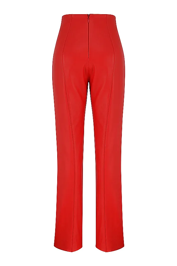 House Of CB ElenaoraScarlet Vegan Leather Trousers 8211 SALE Scarlet Women Trousers