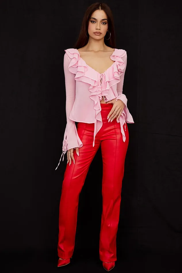 House Of CB ElenaoraScarlet Vegan Leather Trousers 8211 SALE Scarlet Women Trousers