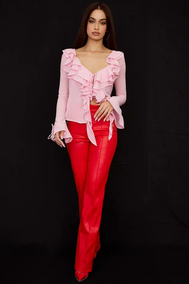 House Of CB ElenaoraScarlet Vegan Leather Trousers 8211 SALE Scarlet Women Trousers