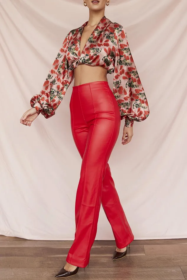 House Of CB ElenaoraScarlet Vegan Leather Trousers 8211 SALE Scarlet Women Trousers