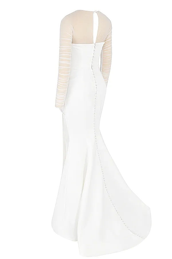 House Of CB EliseWhite Satin Bridal Gown White Women Maxi Dresses