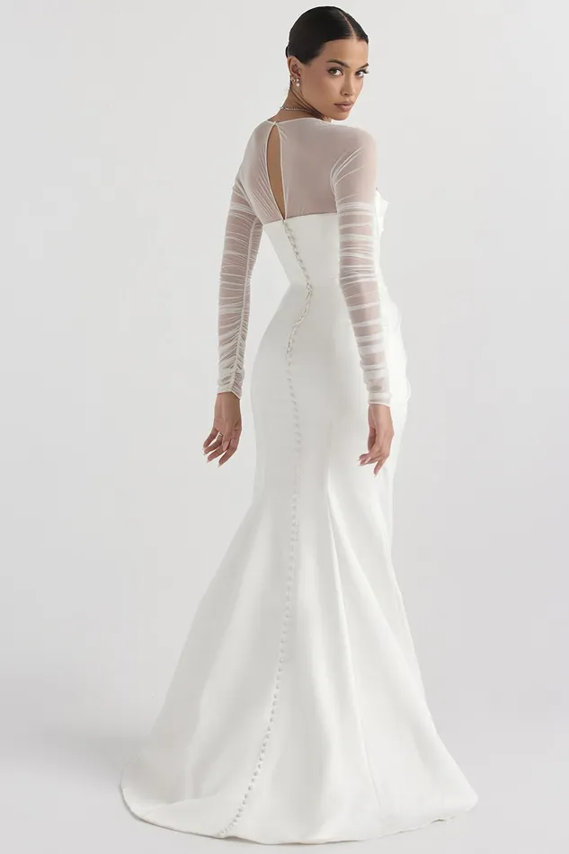 House Of CB EliseWhite Satin Bridal Gown White Women Maxi Dresses