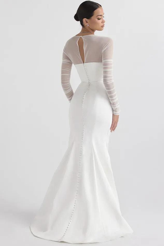 House Of CB EliseWhite Satin Bridal Gown White Women Maxi Dresses