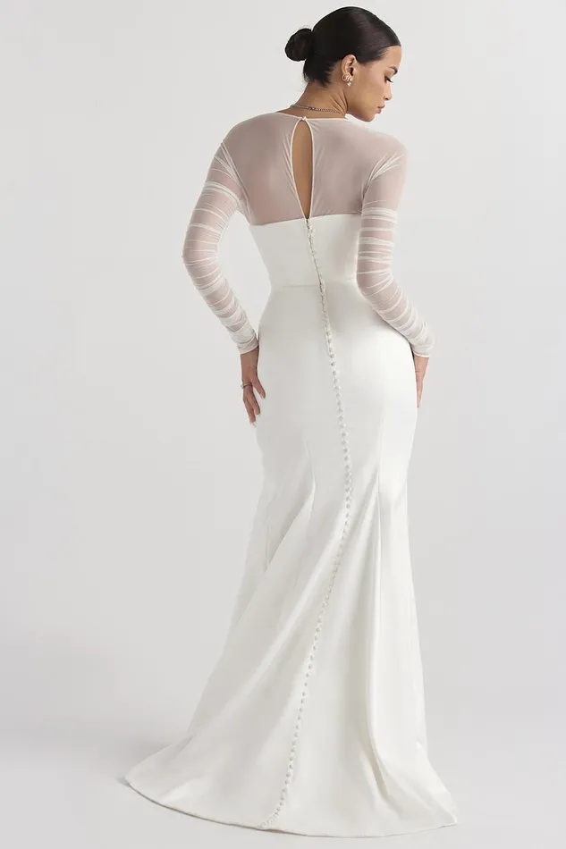 House Of CB EliseWhite Satin Bridal Gown White Women Maxi Dresses