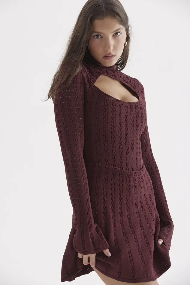 House Of CB EvalinaWine Knit Corset Dress 8211 SALE Wine Women Corset Dresses