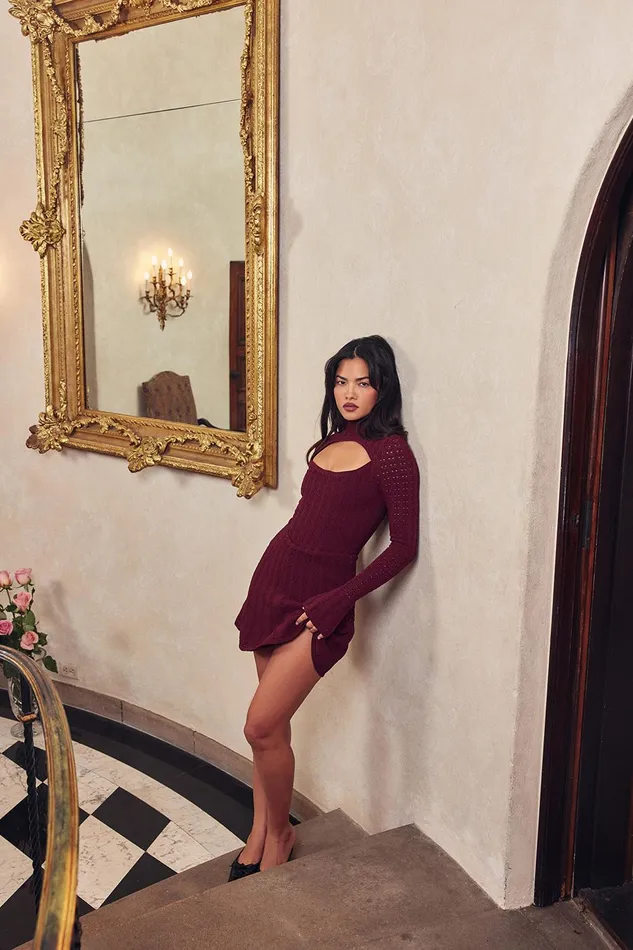 House Of CB EvalinaWine Knit Corset Dress 8211 SALE Wine Women Corset Dresses