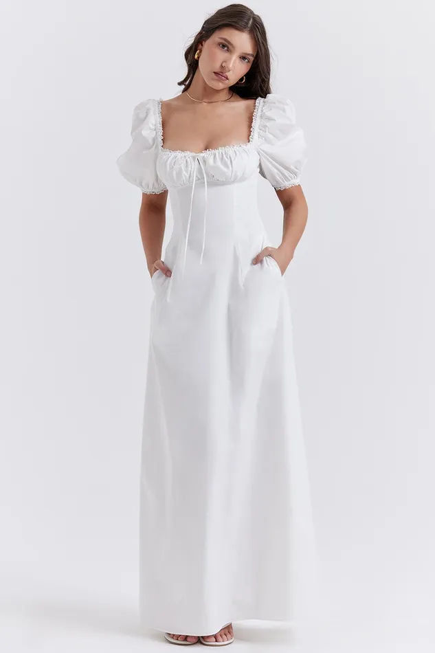 House Of CB FeliziaWhite Puff Sleeve Sundress 8211 SALE White Women Maxi Dresses