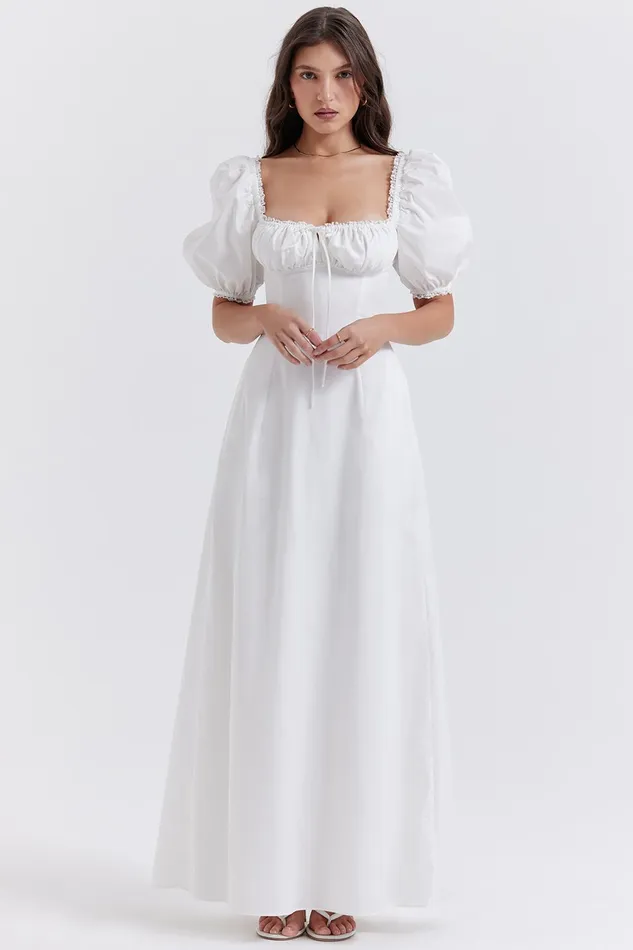 House Of CB FeliziaWhite Puff Sleeve Sundress 8211 SALE White Women Maxi Dresses
