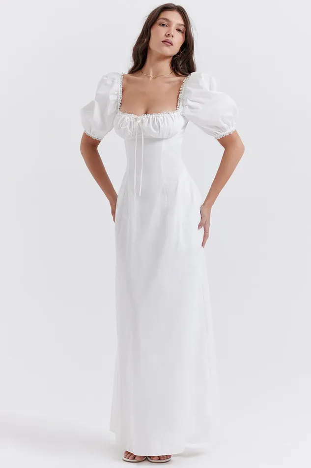 House Of CB FeliziaWhite Puff Sleeve Sundress 8211 SALE White Women Maxi Dresses