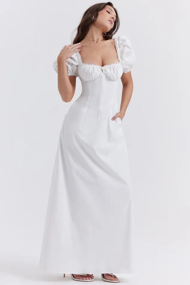 House Of CB FeliziaWhite Puff Sleeve Sundress 8211 SALE White Women Maxi Dresses