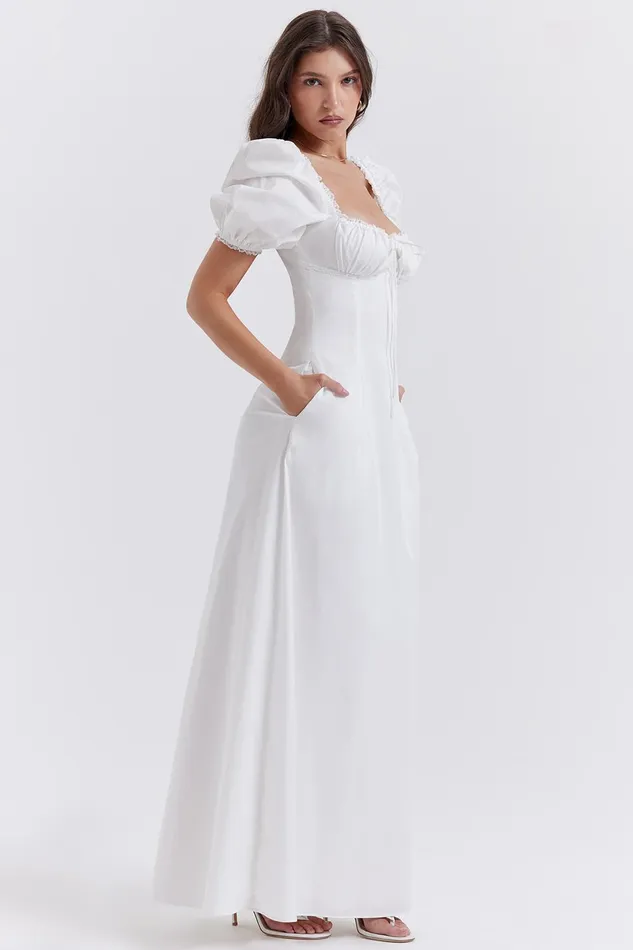 House Of CB FeliziaWhite Puff Sleeve Sundress 8211 SALE White Women Maxi Dresses