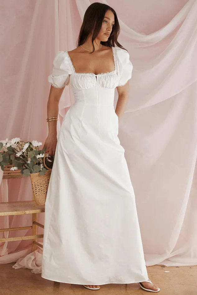 House Of CB FeliziaWhite Puff Sleeve Sundress 8211 SALE White Women Maxi Dresses