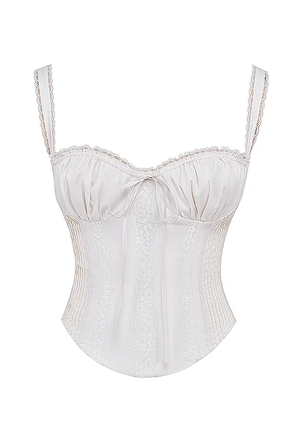 House Of CB GiniWhite Lace Back Corset White Women Tops