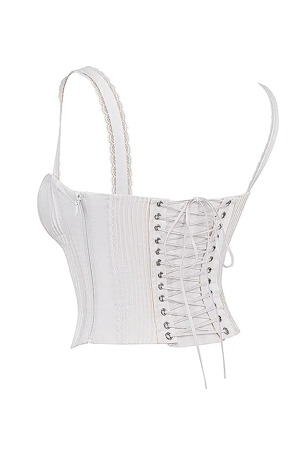 House Of CB GiniWhite Lace Back Corset White Women Tops