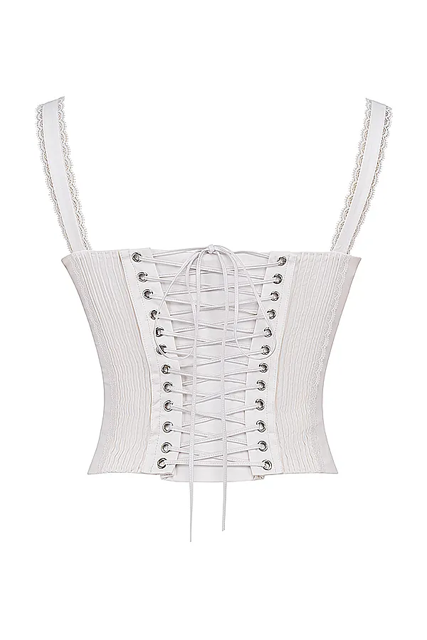 House Of CB GiniWhite Lace Back Corset White Women Tops