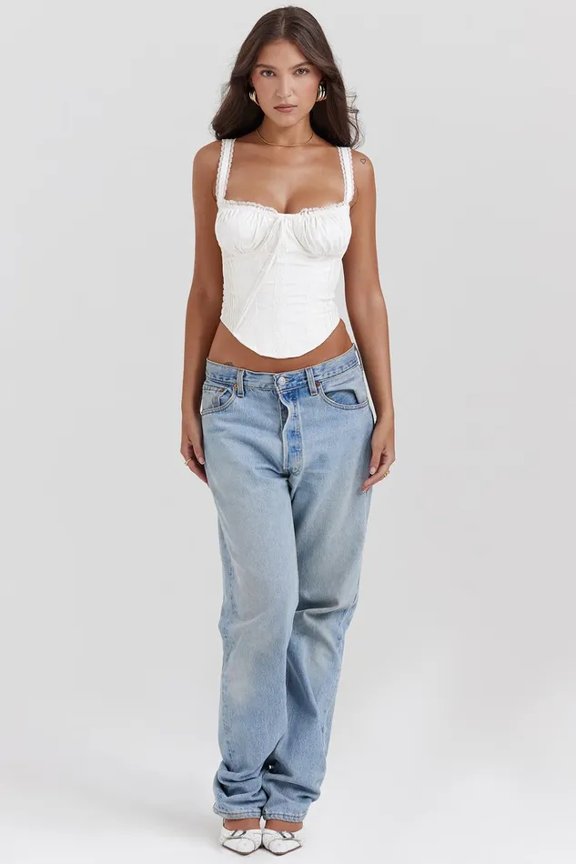 House Of CB GiniWhite Lace Back Corset White Women Tops