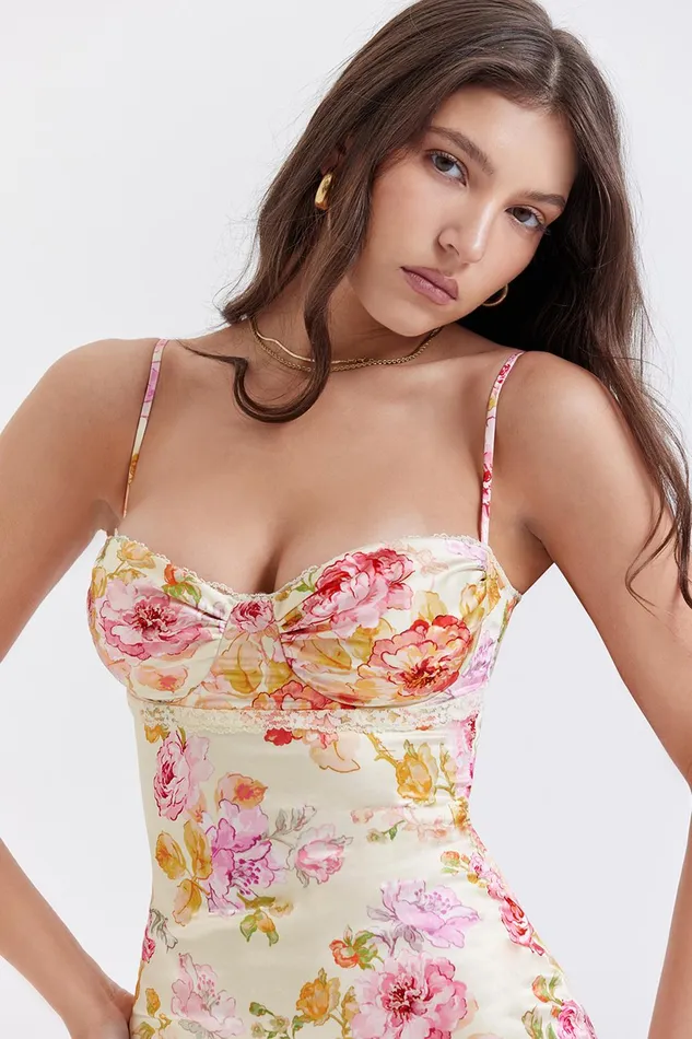 House Of CB JosefinaIvory Floral Maxi Dress Ivory Women Bodycon Dresses