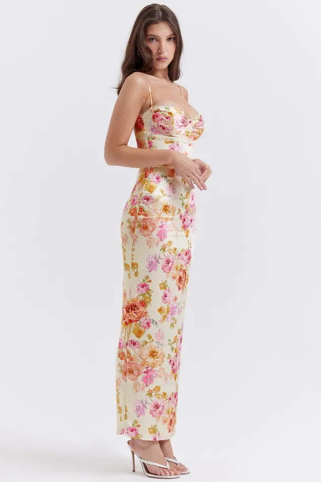House Of CB JosefinaIvory Floral Maxi Dress Ivory Women Bodycon Dresses