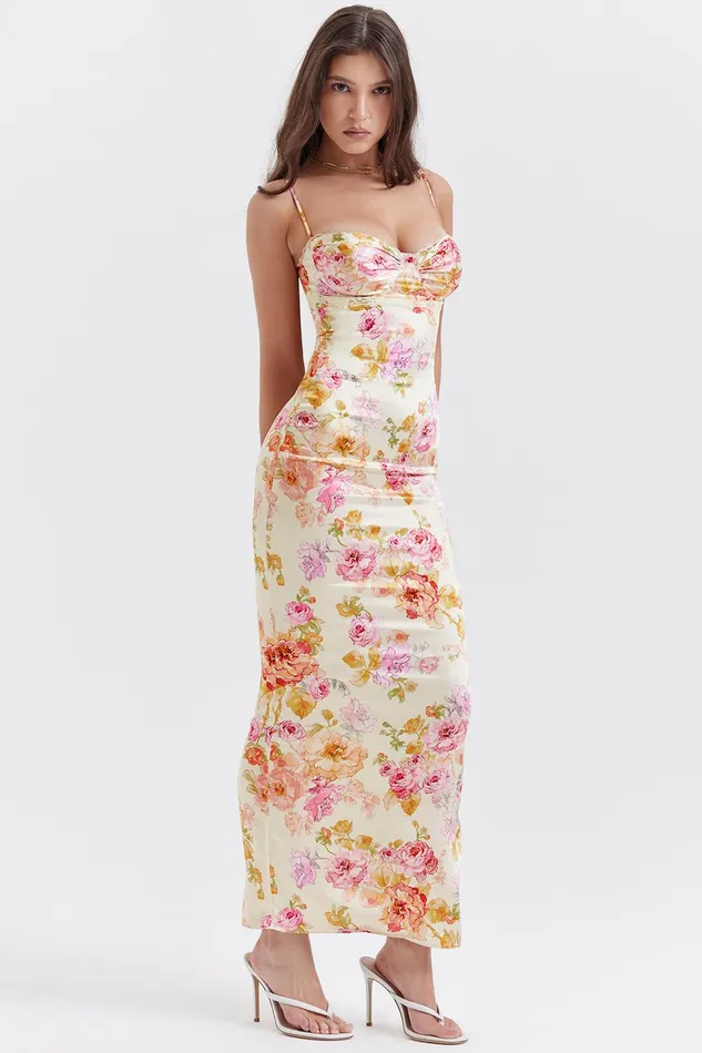 House Of CB JosefinaIvory Floral Maxi Dress Ivory Women Bodycon Dresses