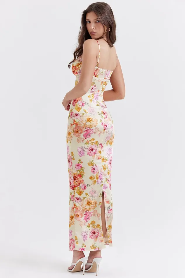 House Of CB JosefinaIvory Floral Maxi Dress Ivory Women Bodycon Dresses