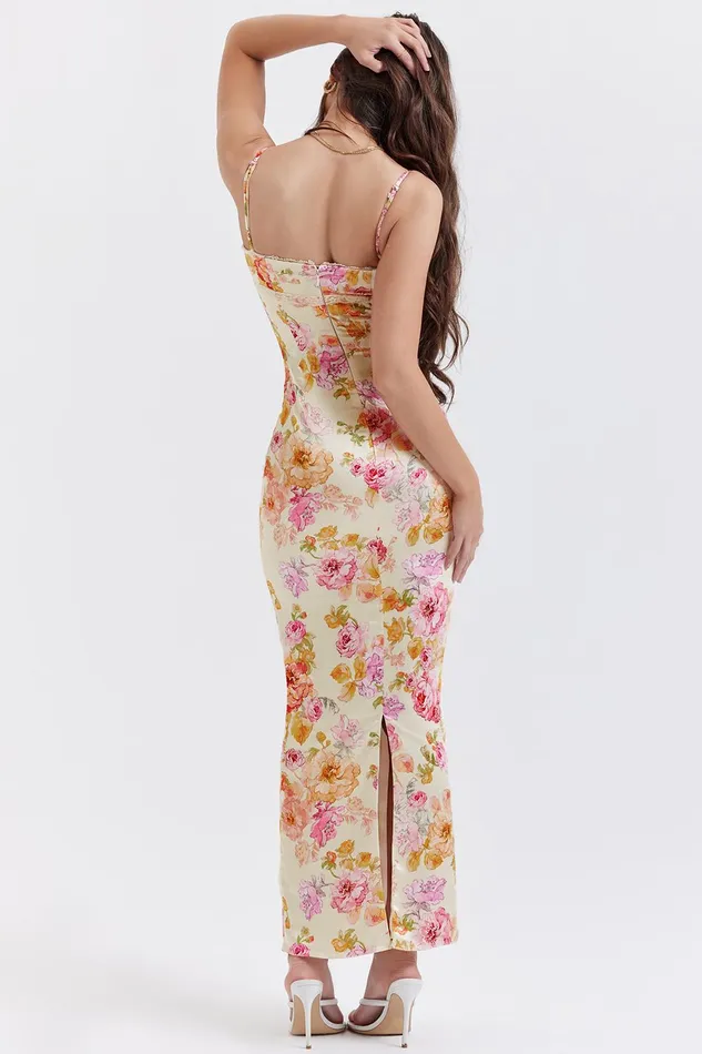 House Of CB JosefinaIvory Floral Maxi Dress Ivory Women Bodycon Dresses