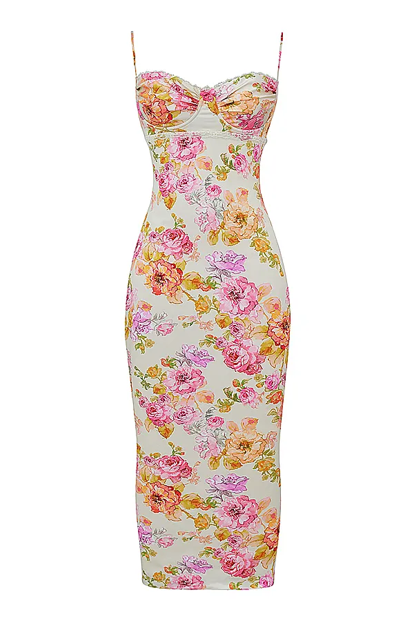 House Of CB JosefinaIvory Floral Maxi Dress Ivory Women Bodycon Dresses