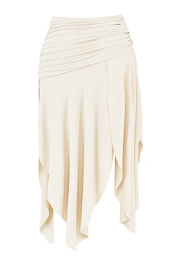 House Of CB KairaOff White Draped Midi Skirt Off Women Skirts