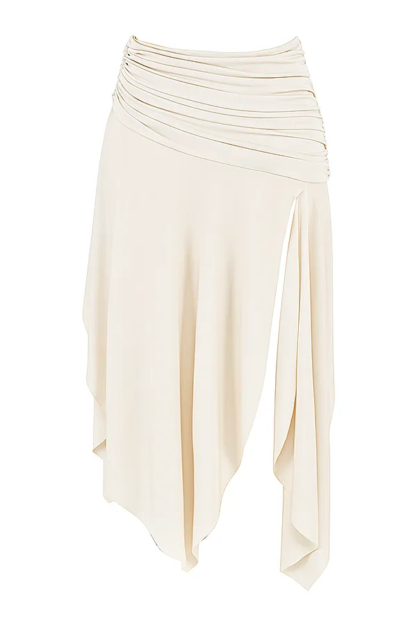House Of CB KairaOff White Draped Midi Skirt Off Women Skirts