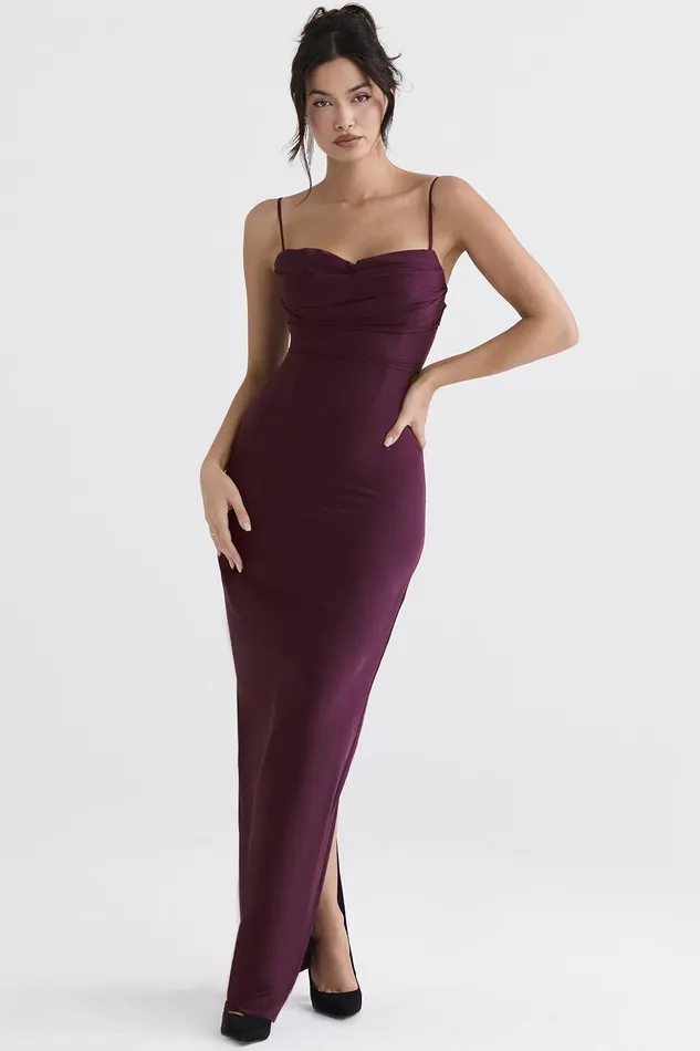 House Of CB LaniMerlot Corset Maxi Dress Merlot Women Bodycon Dresses