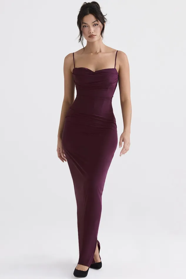 House Of CB LaniMerlot Corset Maxi Dress Merlot Women Bodycon Dresses