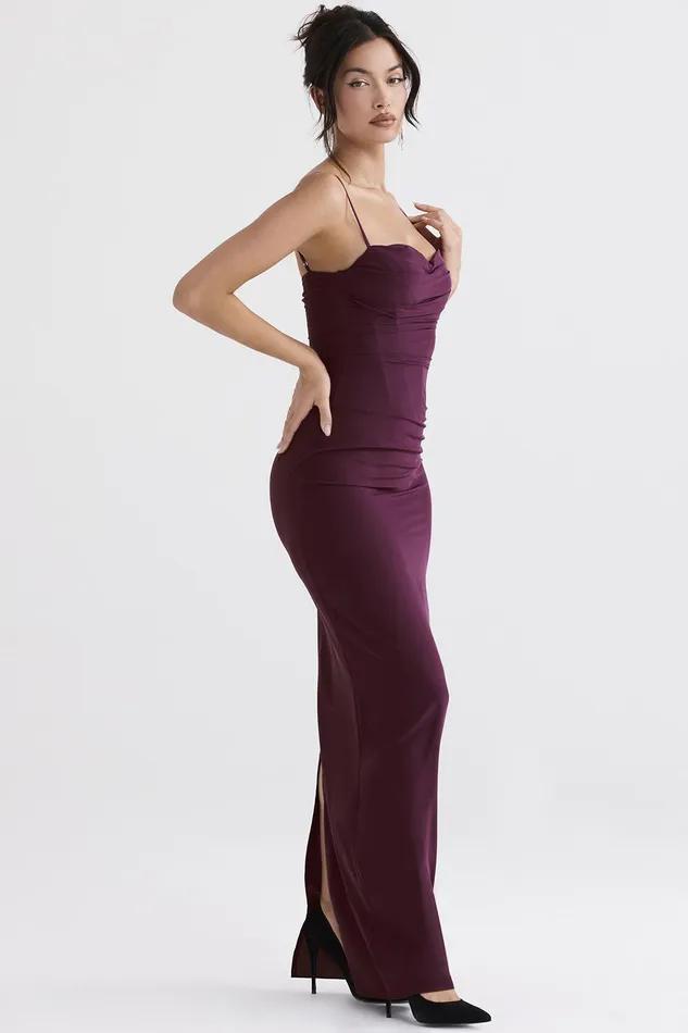 House Of CB LaniMerlot Corset Maxi Dress Merlot Women Bodycon Dresses