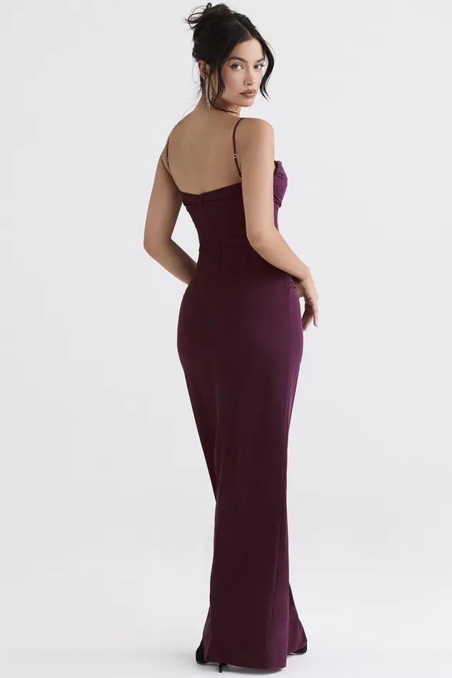 House Of CB LaniMerlot Corset Maxi Dress Merlot Women Bodycon Dresses