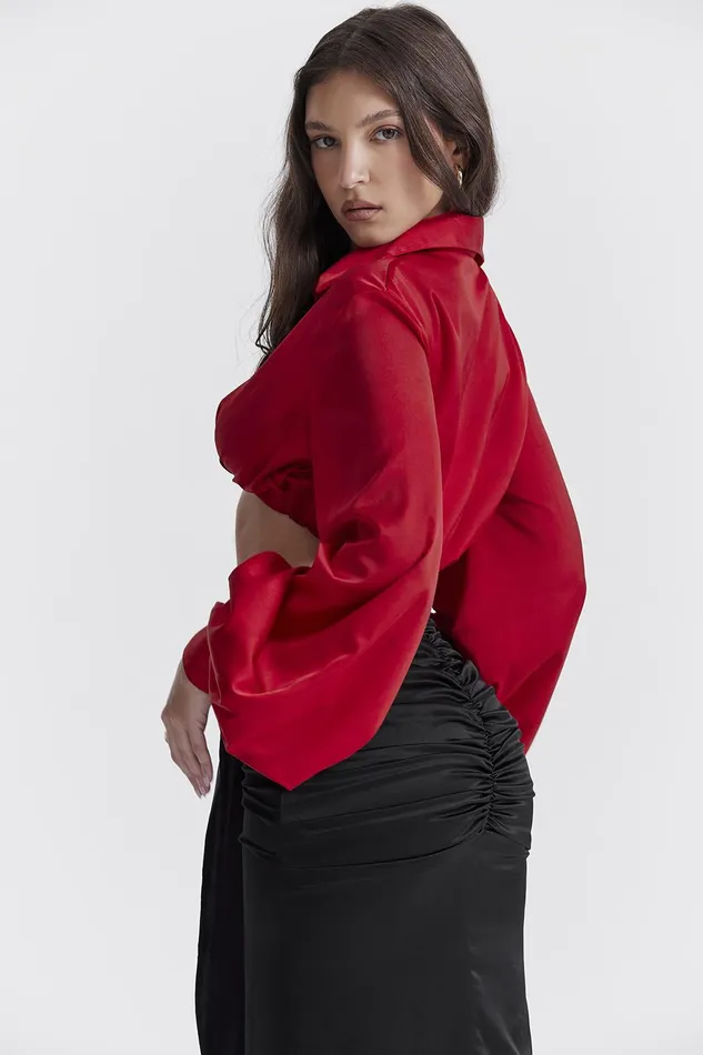 House Of CB LaraineCherry Silk Blouson Top 8211 SALE Cherry Women Tops